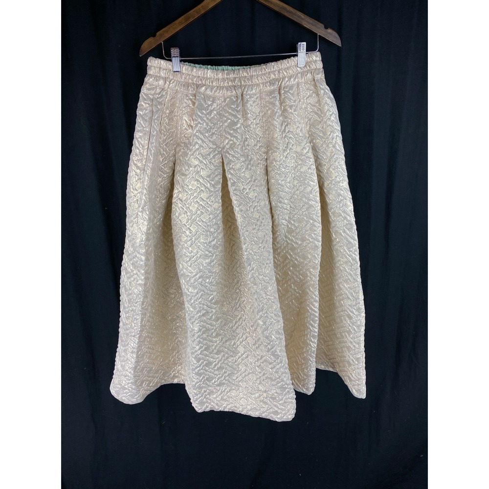 Buru Womens Textured Quilted Shimmer Skirt Midi XL Pockets Fairycore Romantic